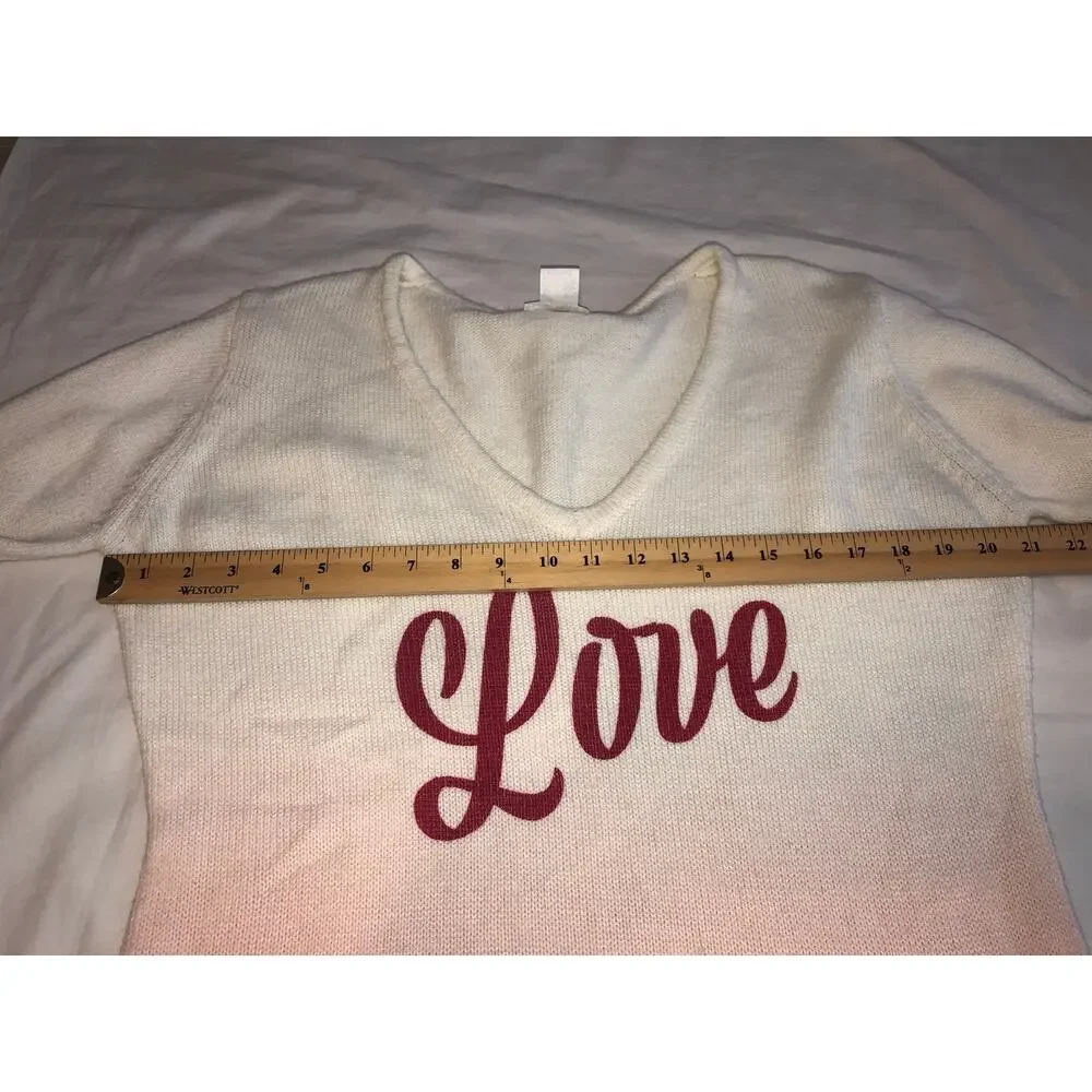 Venus Love Graphic Knit Sweater Size L Pink Cream Ombre Coquette Y2K Valentine